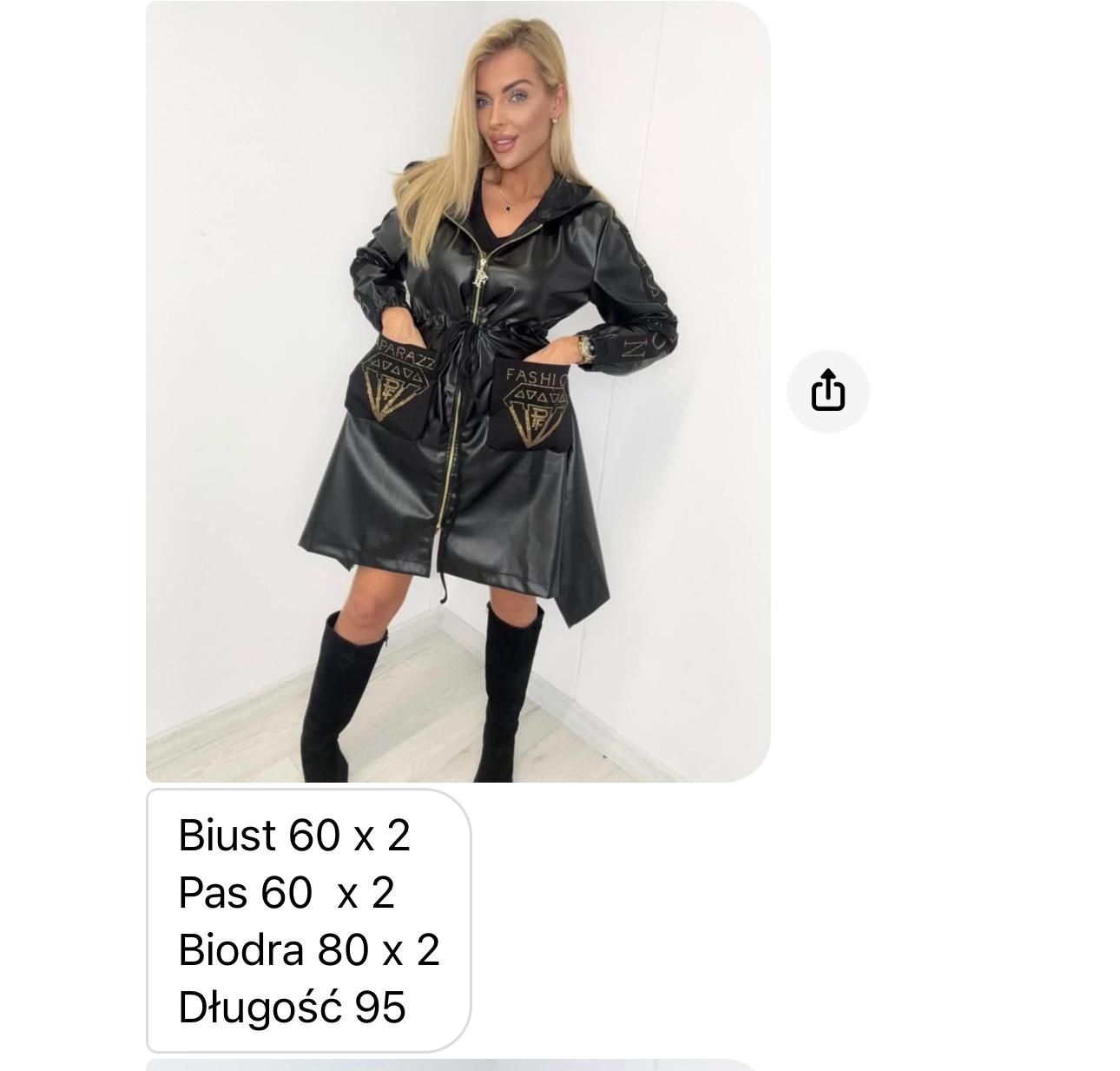 Piękny płaszcz Eco skóra logo paparazzi fashion