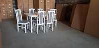 NOWE : Stół + 6 krzeseł, BIAŁY + SZARY dostawa cała PL