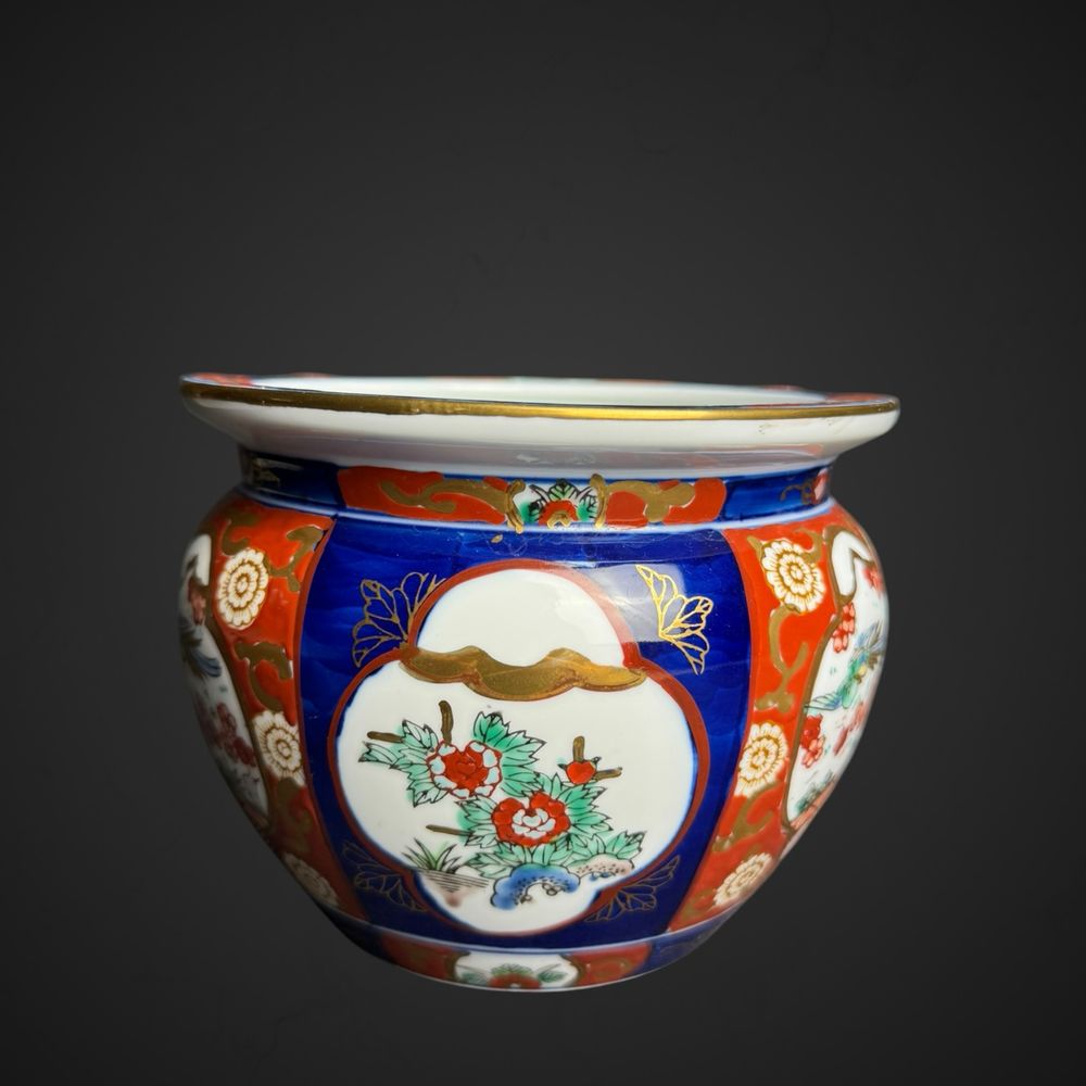 Osłonka doniczka Imari Japonia styl azjatycki niebieska B5/030903