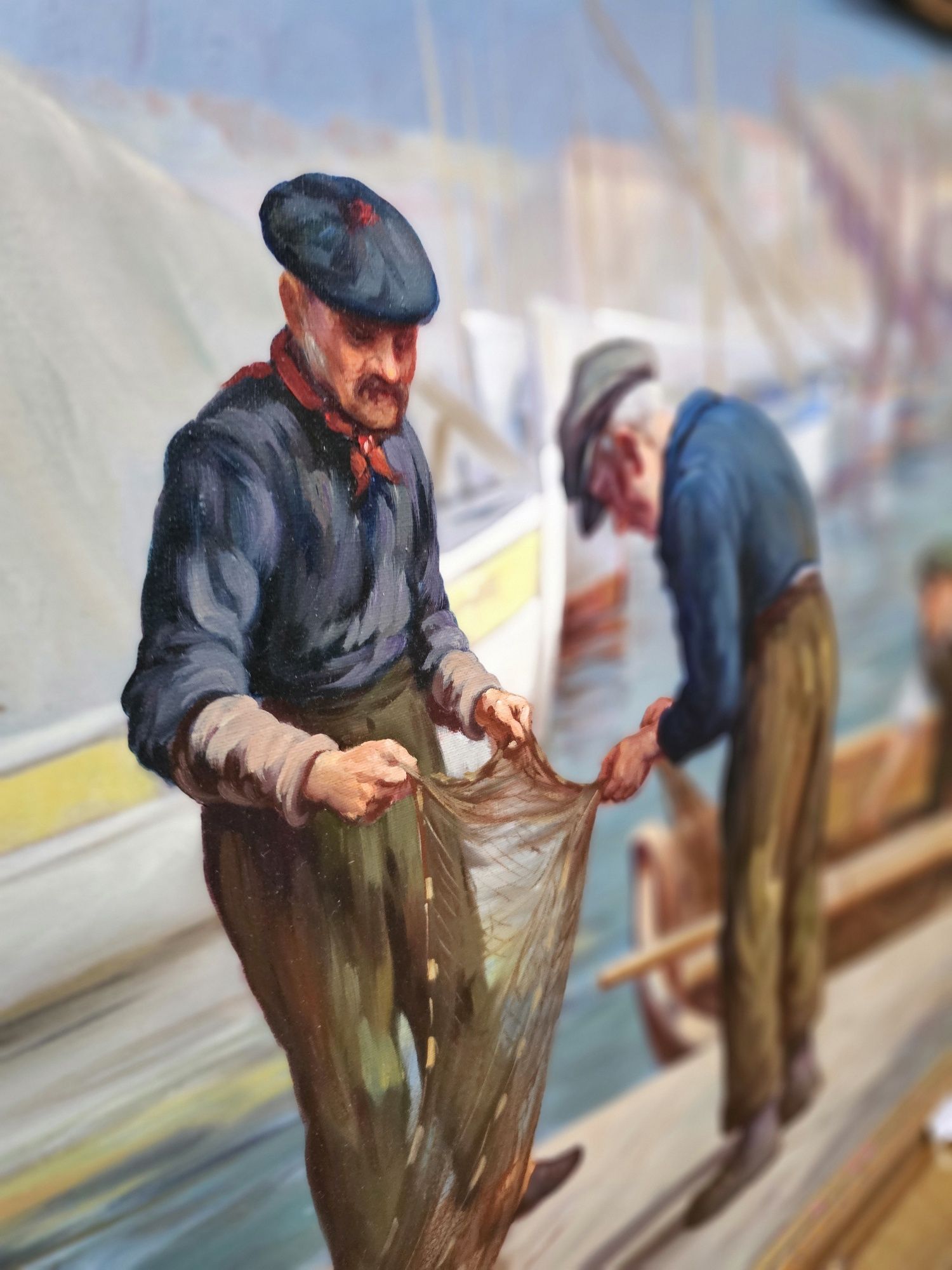 Obraz w złotej ramie połów rybacy  port 111×81 #876 Stylowy Węgrów