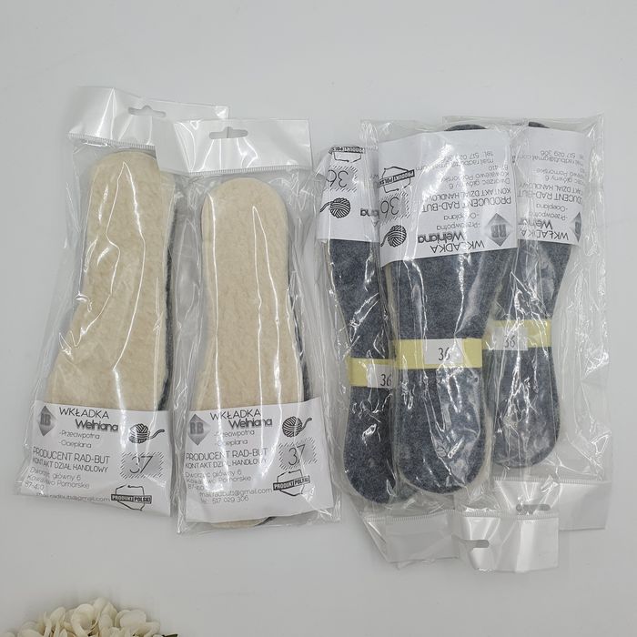 Wkładki do butów owcza wełna filc 36,37 38/39 40,41 thermo ciepłe mięk