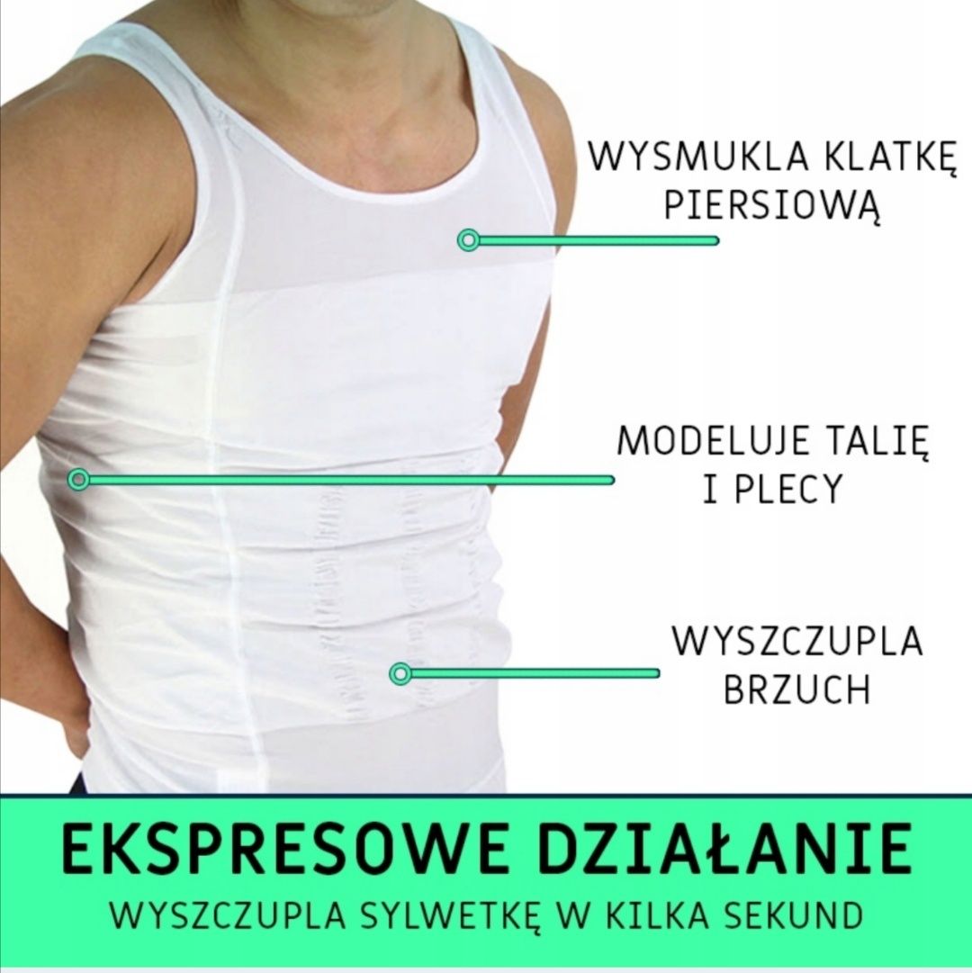 Czarna Męska koszulka slim wyszczuplająca Korygująca męska koszulka