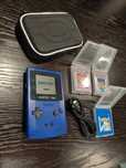 Pack Gameboy color roxo com 3 jogos cabo link e bolsa