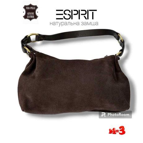 esprit жіноча сумка хобо із натуральної замшевої шкіри