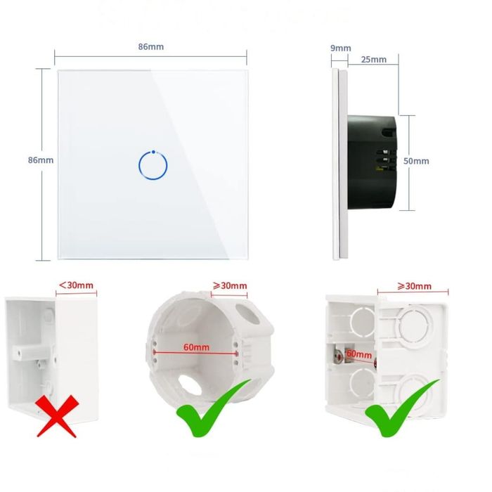 Inteligentny Włącznik Światła WiFi Dotykowy Panel Szklany Alexa Google
