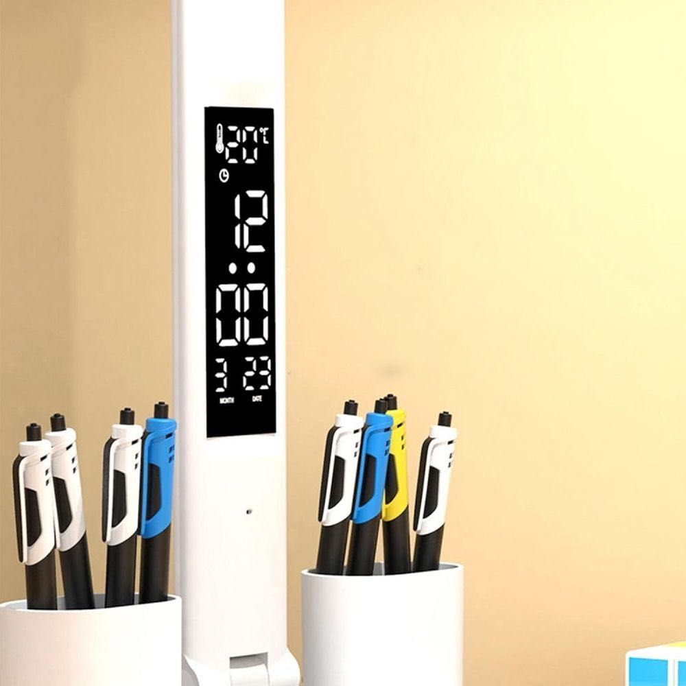Подвійна настільна лампа з дисплеєм та USB, на акумуляторі