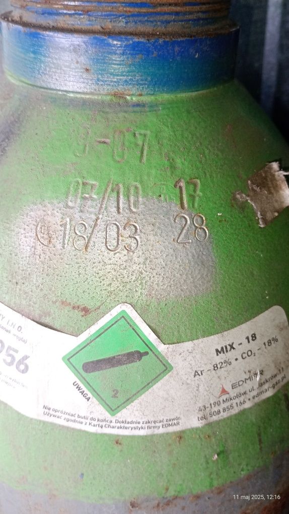 Butla po mieszance Ar+CO2