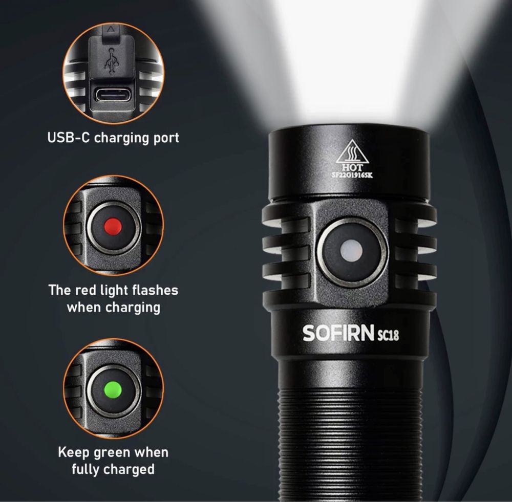 Фонарь/Ліхтарик Sofirn SC18/1800 Lumen/3000mah 18650/Wurkkos