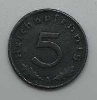 Moneta 5 reichsfenigów 1943 Trzecia Rzesza Niemiecka