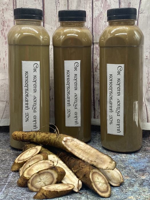 Сік кореня лопуха консервований. 500 мл.