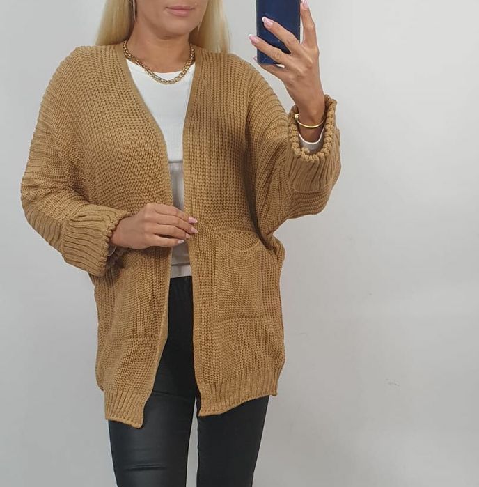 Narzuta plus size kardigan sweter sweterek