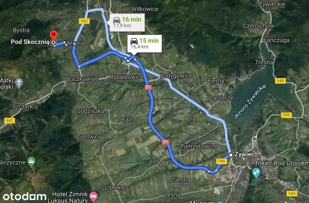 Działka budowlana z fundamentem. Meszna.