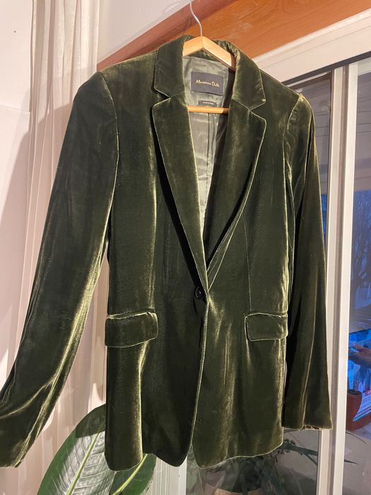 Blazer de veludo verde Massimo Dutti tamanho S