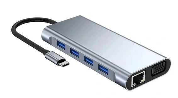 Stacja Dokująca USB C 11w1 Adapter HDMI Gigabit Ethernet RJ45 Jack SD