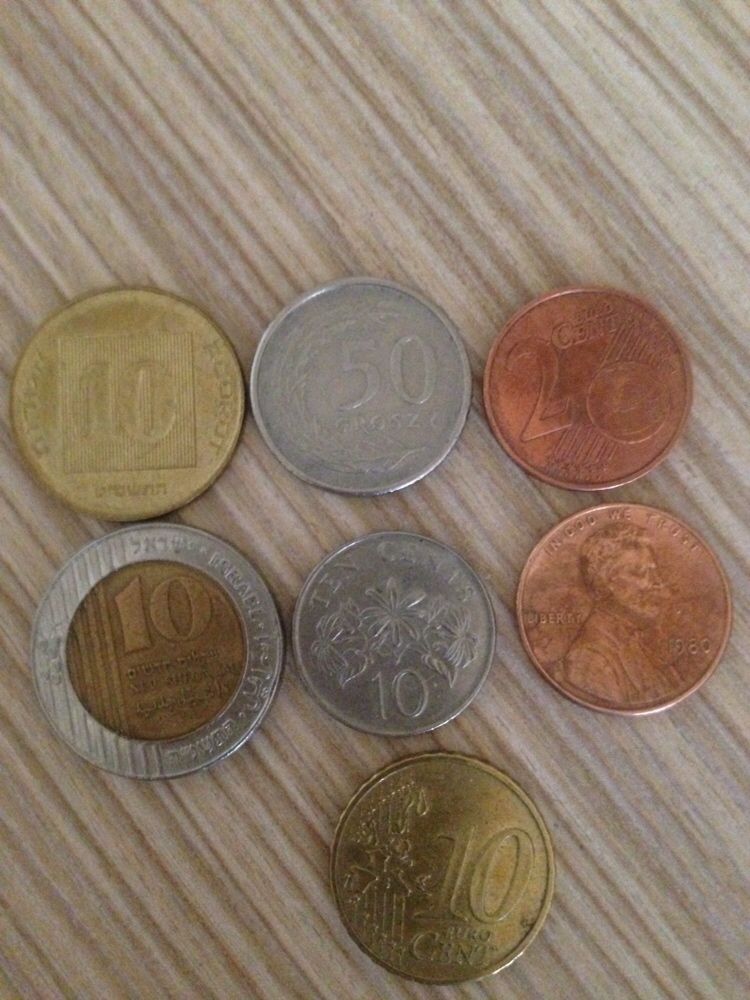 Коллекционные монеты, евроцента, шекель, цент америка