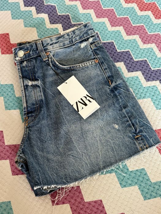 Zara джинсові шорти бермуди 38, zara бермуды джинсовые шорты М