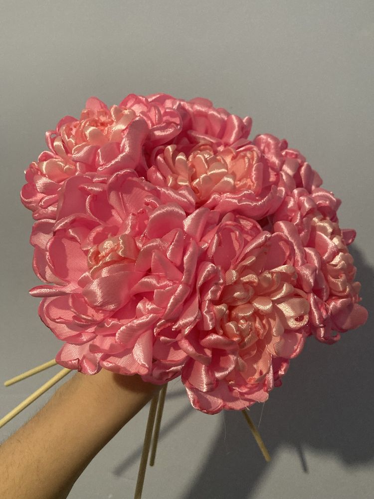 Розы из атласной ленты КАМЕНСКОЕ / Пионы из ленты / искустенные цветы