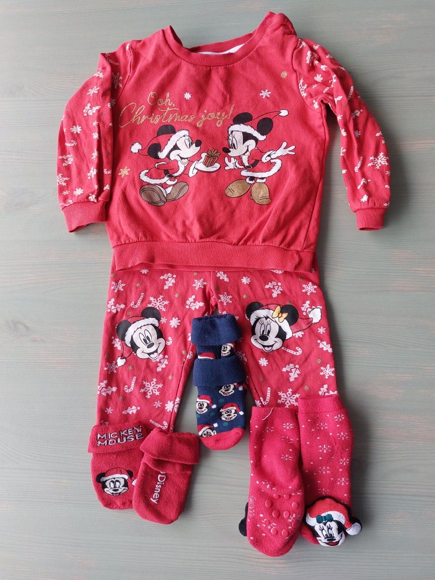 Zestaw dres świąteczny Myszka Mickey i Minnie 86/92