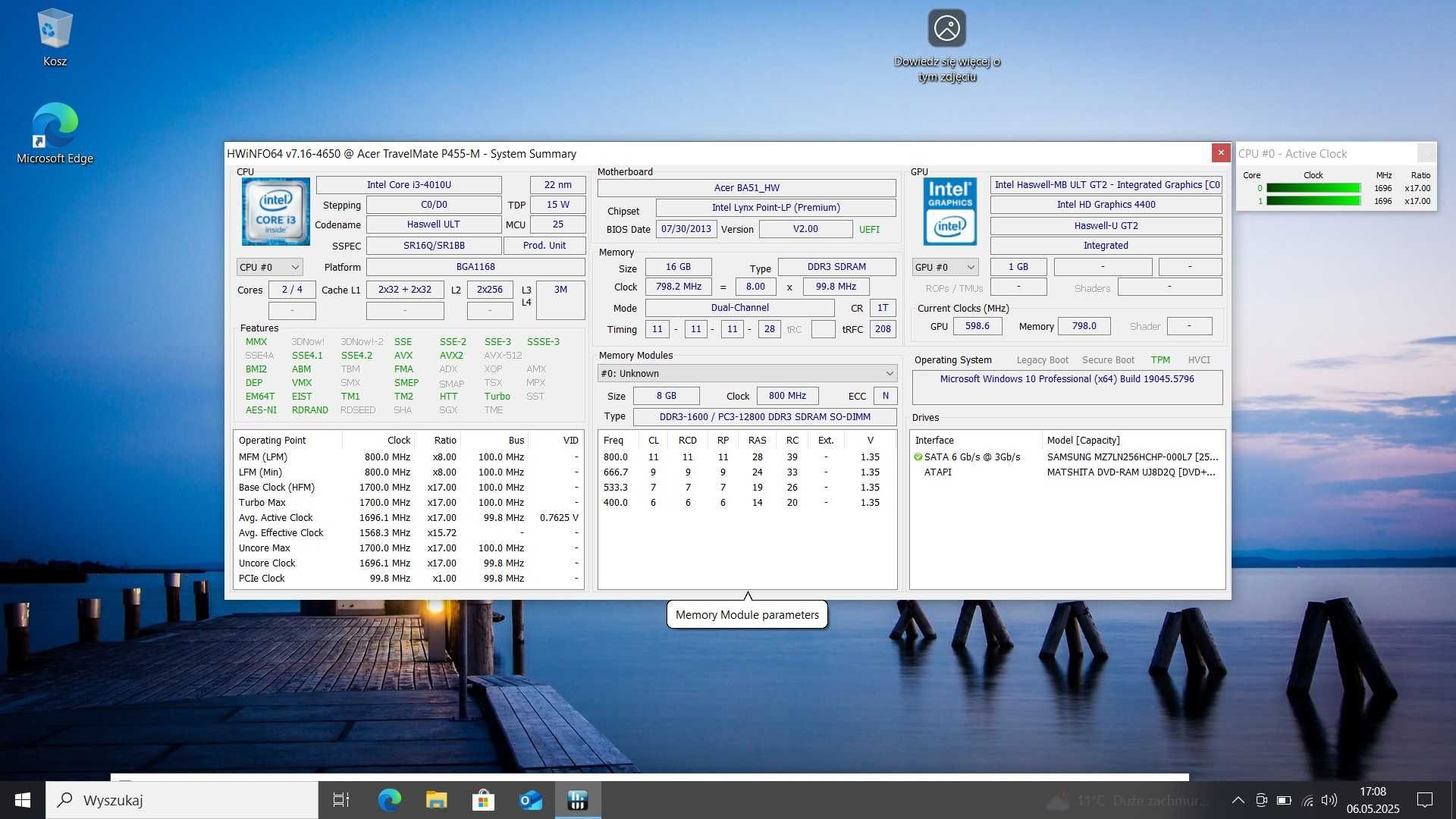 Piękny Acer  Intel i3/16GbDDR/SSD/IntelHD/NowaBateria