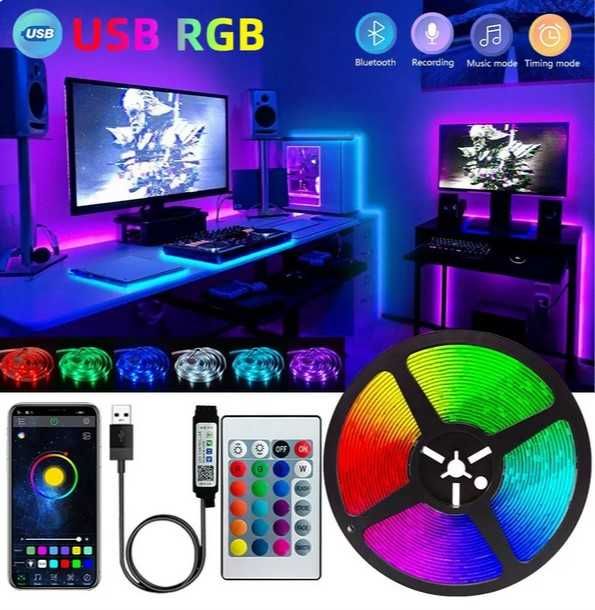 ХИТ! Led-лента RGB 5050 5м, різнокольорова стрічка РГБ лента Освещение