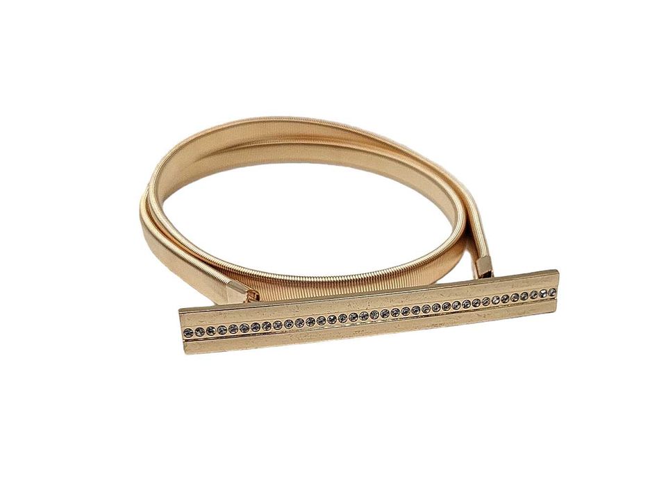 Pasek damski do sukienki sprężynka  złoty