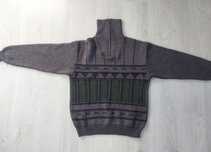 XL szary sweter golf męski retro old style akryl
wetna Wzór