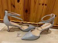 Buty ślubne szpilki srebrne Badgley Mischka