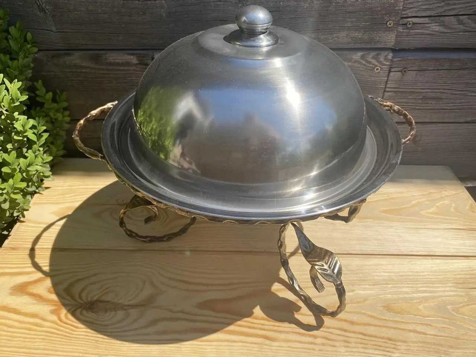 Садж для м'яса мангал шашлык, большая  тарелка для мяса с подогревом