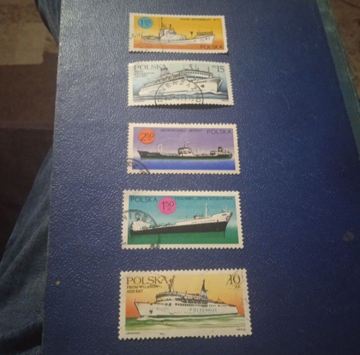 Statki znaczki pocztowe stemplowane