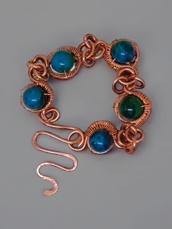 Bransoletka handmade z Chryzokoli i czystej miedzi