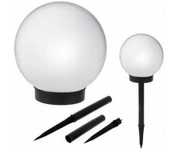 Lampa solarna ogrodowa  biała kula  – 2sztuki