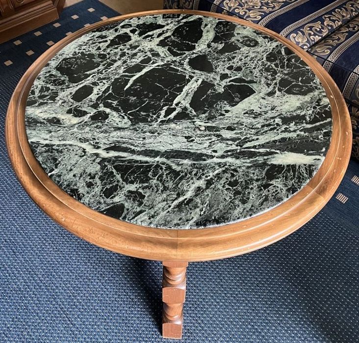 Drewniany stolik z marmurowym blatem - prosto z Niemiec + dostawa