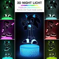 Anime 3D lampka nocna, różne wzory, lampa iluzoryczna Led, dekoracyjna