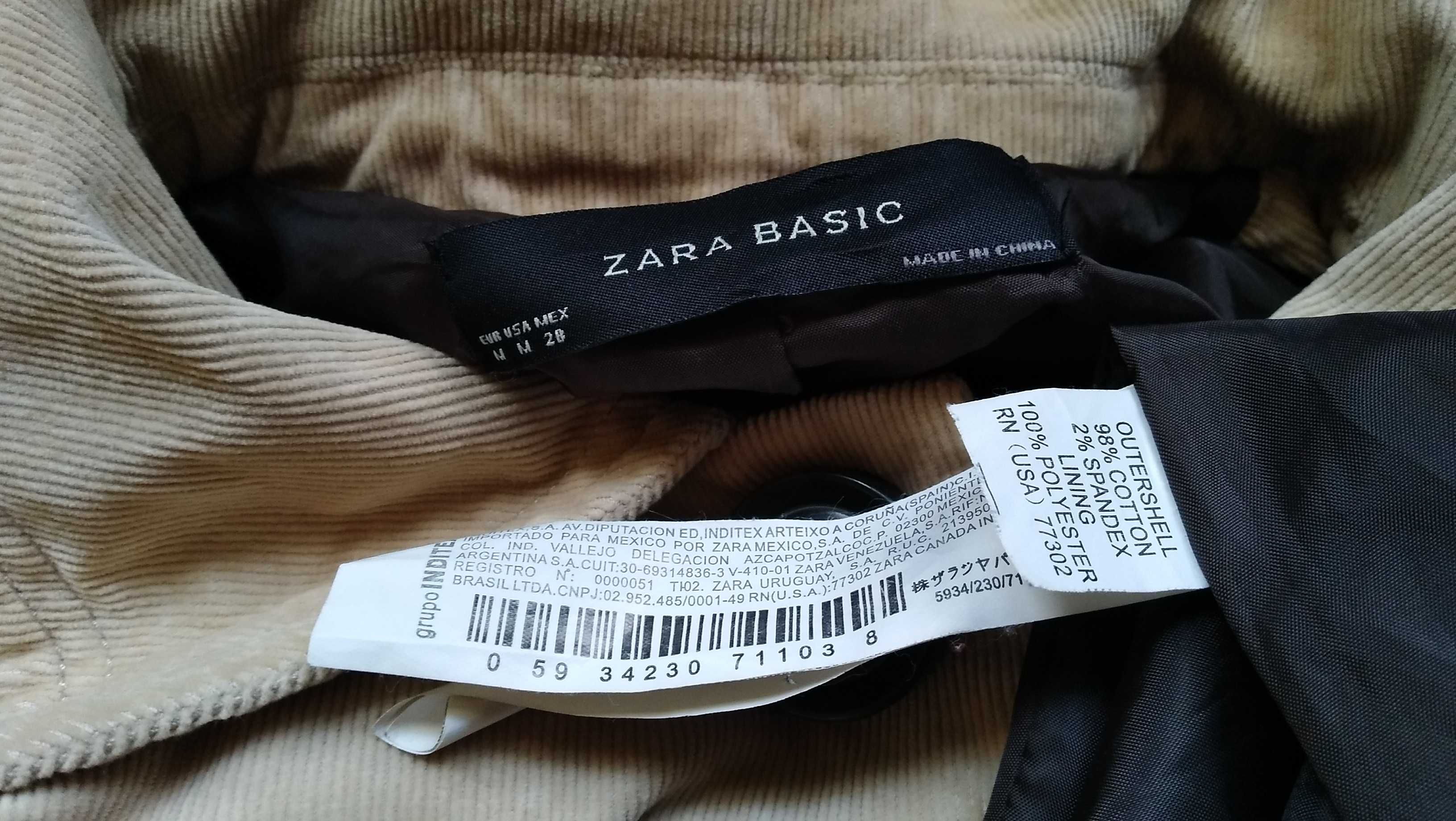 ZARA styl retro/vintage beżowy płaszcz/żakiet Sztruks guziki 38 M