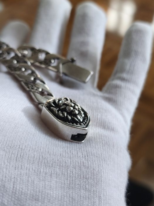 Pulseira em aço inoxidável de alta qualidade Lions Head 21 cm