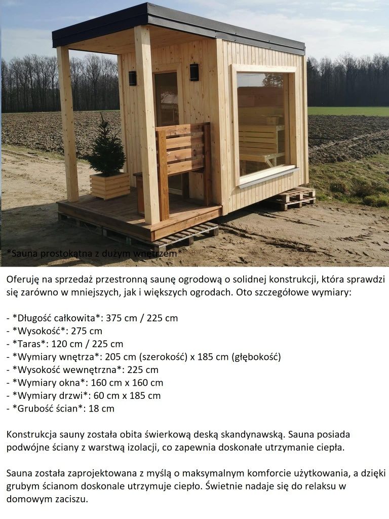 Sauna i balie, meble ogrodowe.