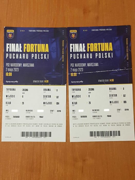 Bilet pamiątkowy Finał PP Legia Warszawa - Raków Częstochowa