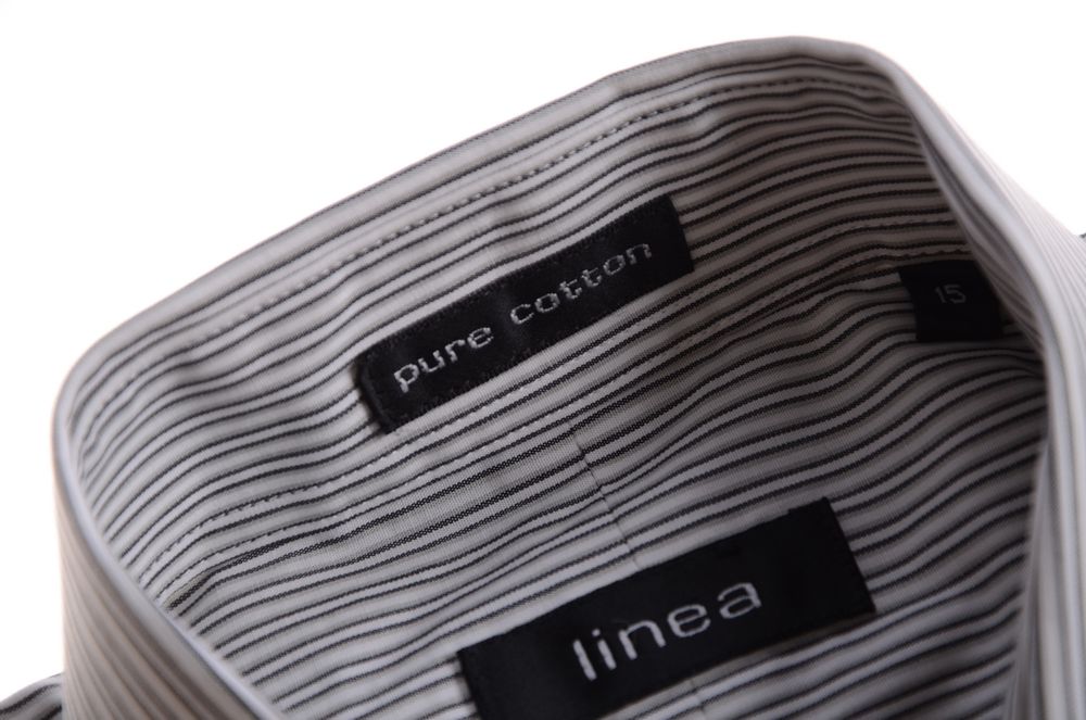 LINEA koszula na spinki w beżowe prążki k 38