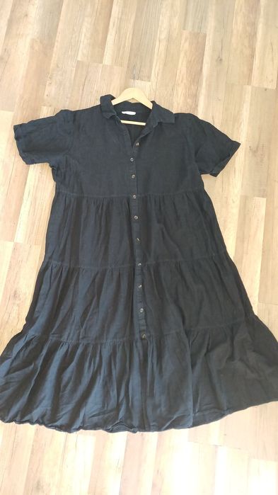 Sukienka midi czarna 44 długa oversize XXL wiskoza plus size