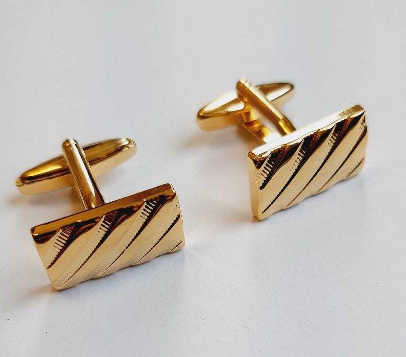 Złote spinki do mankietów mankietowe do koszuli ślub komunia