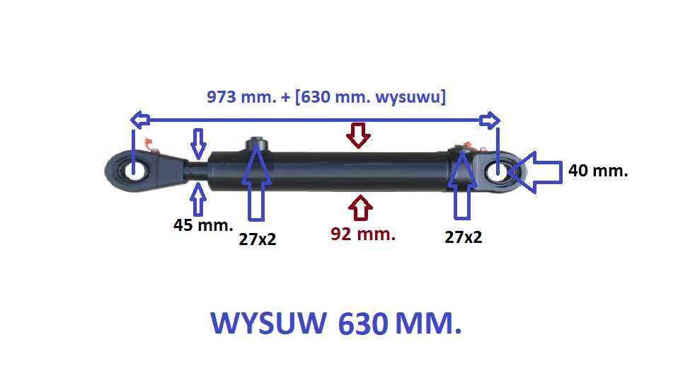 siłownik cyklop wysięgnik dwustronny. 80/45/630. Polski.