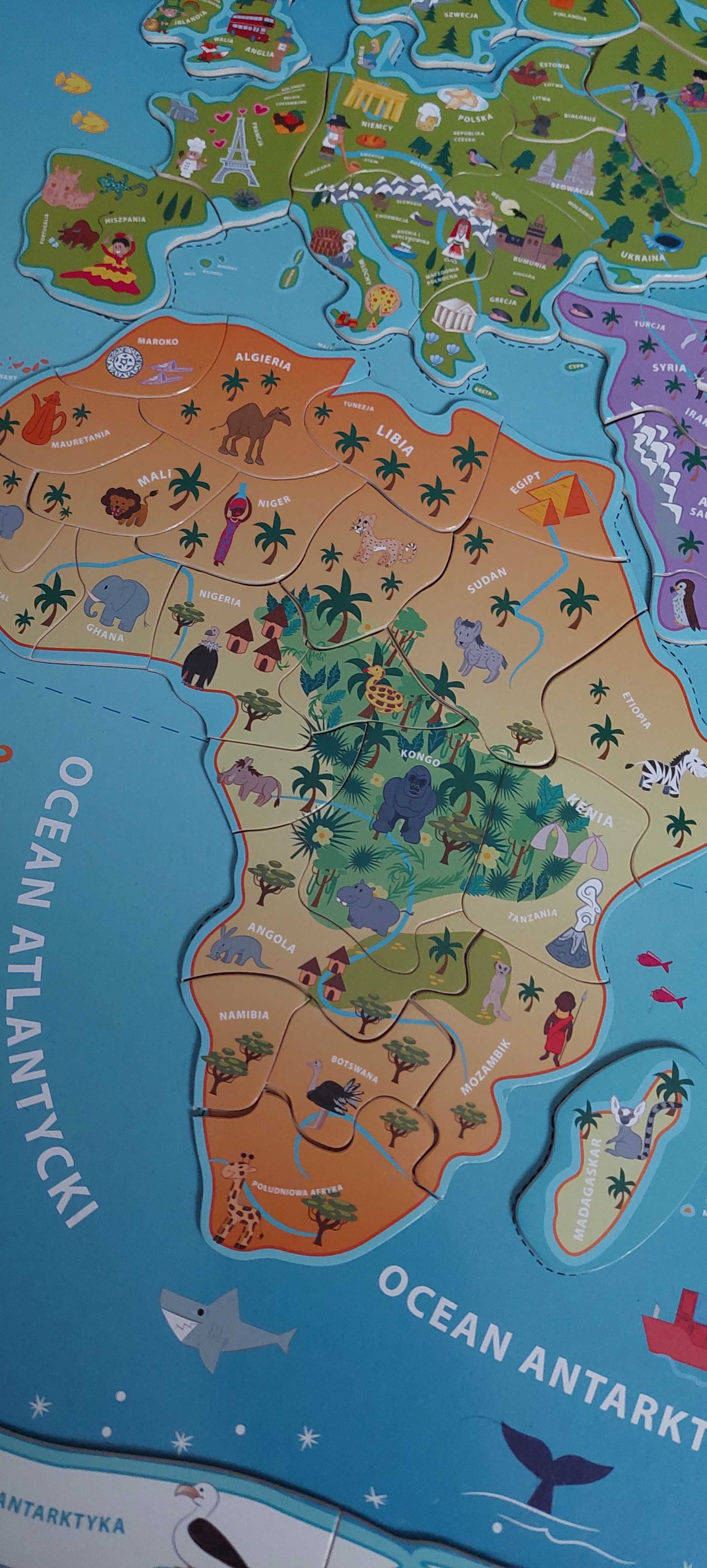 Mapa świata zwierząt magnetyczna