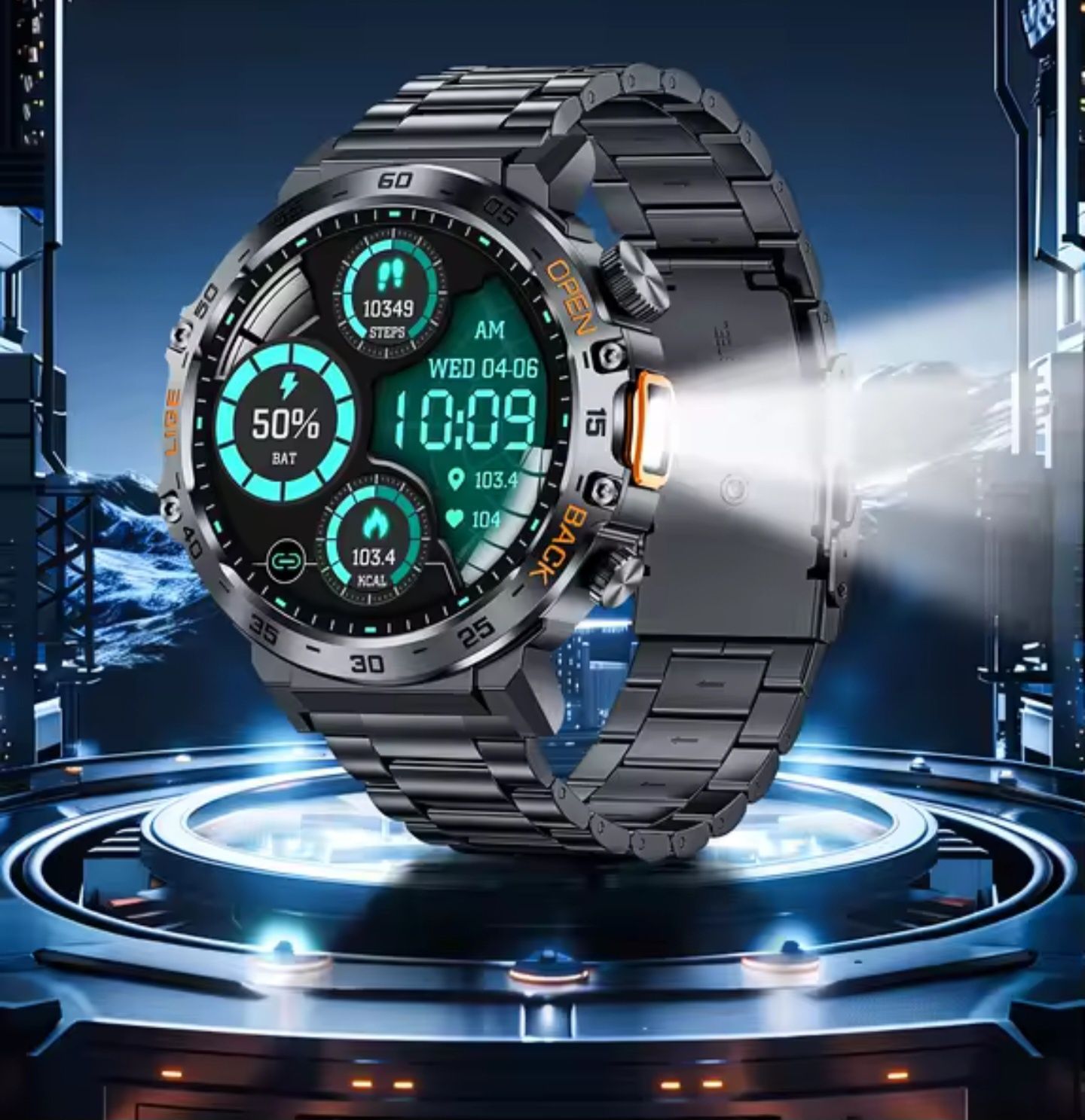 Zegarek Męski Smartwatch Explo Amoled  + Led Latarka
