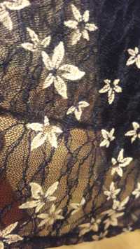 Sukienka granatowa w kwiatuszki koronka 46 Maria Magdalena