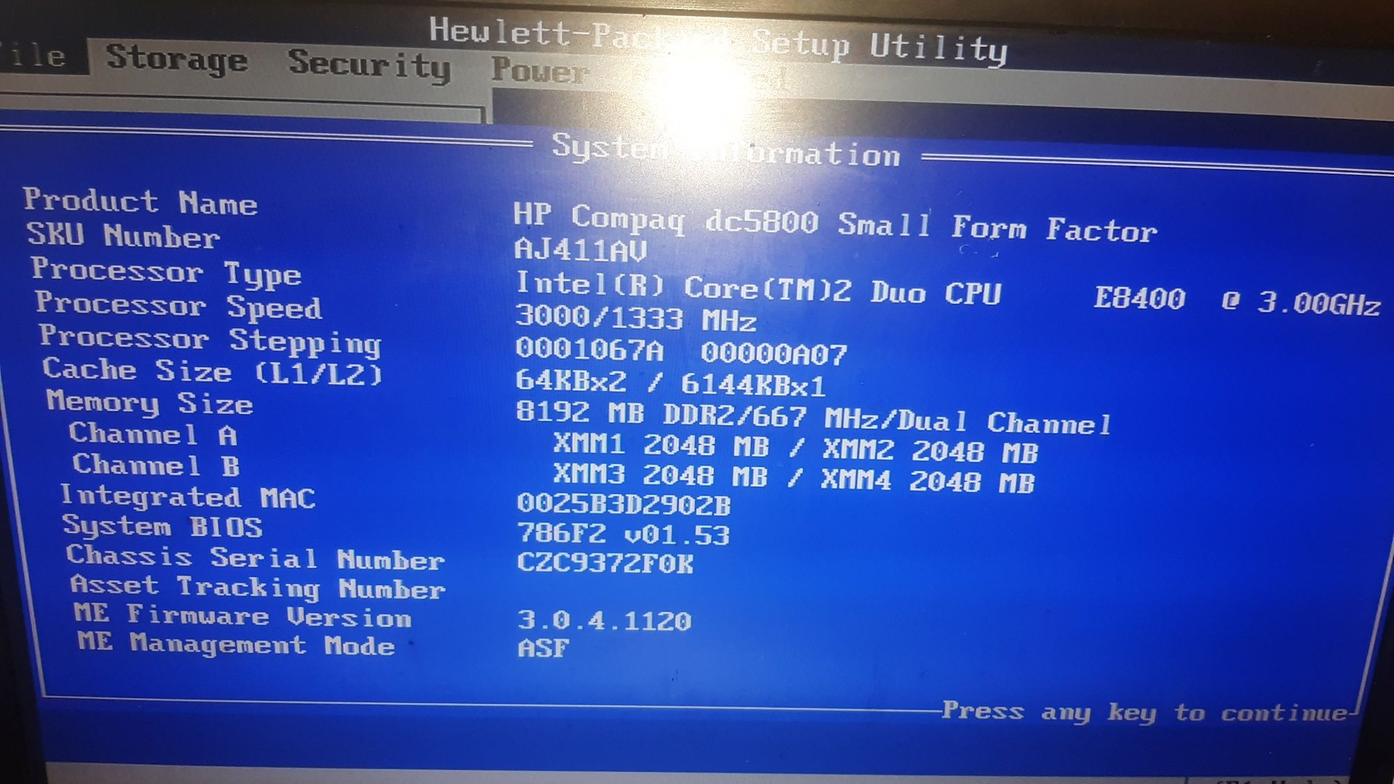 Комп'ютер HP compaq з com,lpt портами E8400 s775 8Gb/160Gb/ 1Gb video
