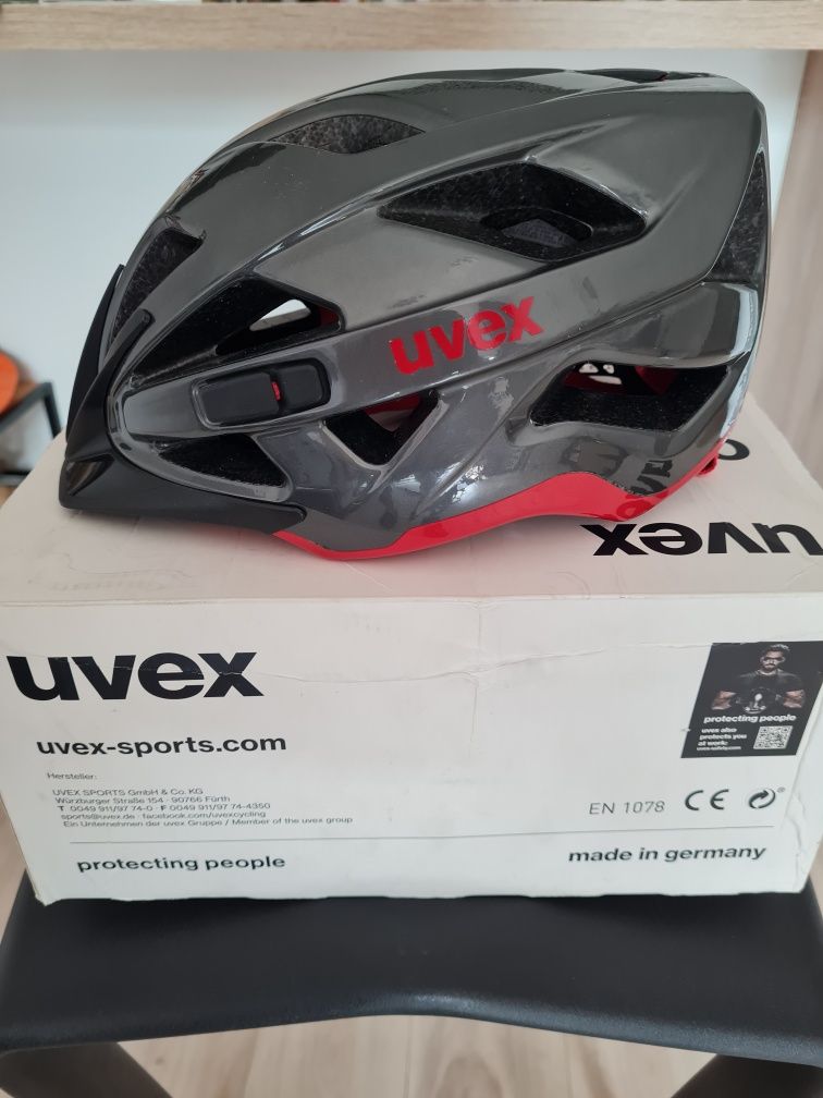Kask rowerowy UVEX ACTIVE ANTHRACITE RED, rozmiar 56–60 cm