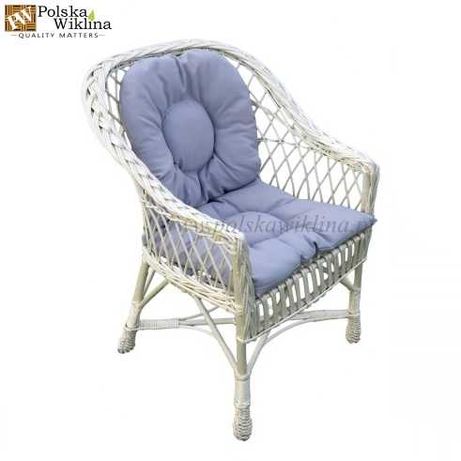 Fotel wiklinowy REGAN biały + poduszka