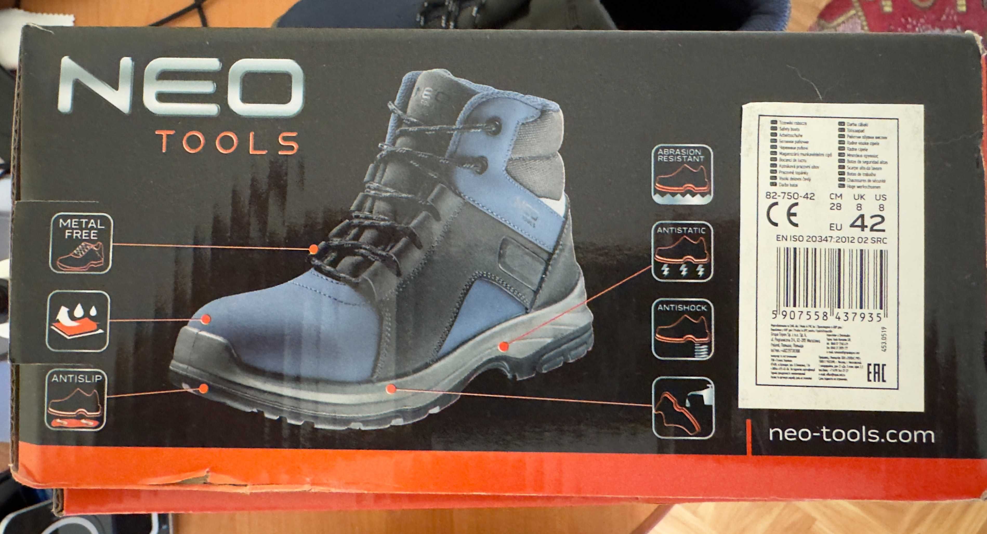 Черевики робочі захисні NEO Tools O2 SRC FO 82-750 шкіряні 42 Сині