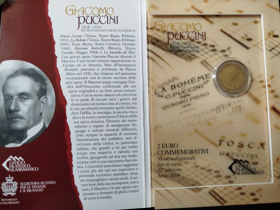 2 Moedas Comemorativas (2014) – Giacomo Puccini e Donato Bramante