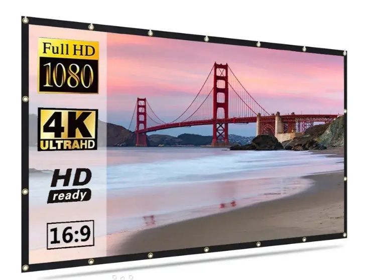 Екран для проектора білий 84 дюйми (16:9) переносний Проекційний